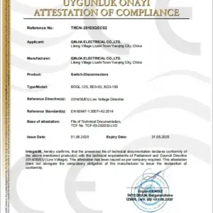 Qinjia-Disconnect-switch-Certificate-01