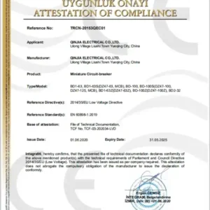 Qinjia-MCB-Certificate