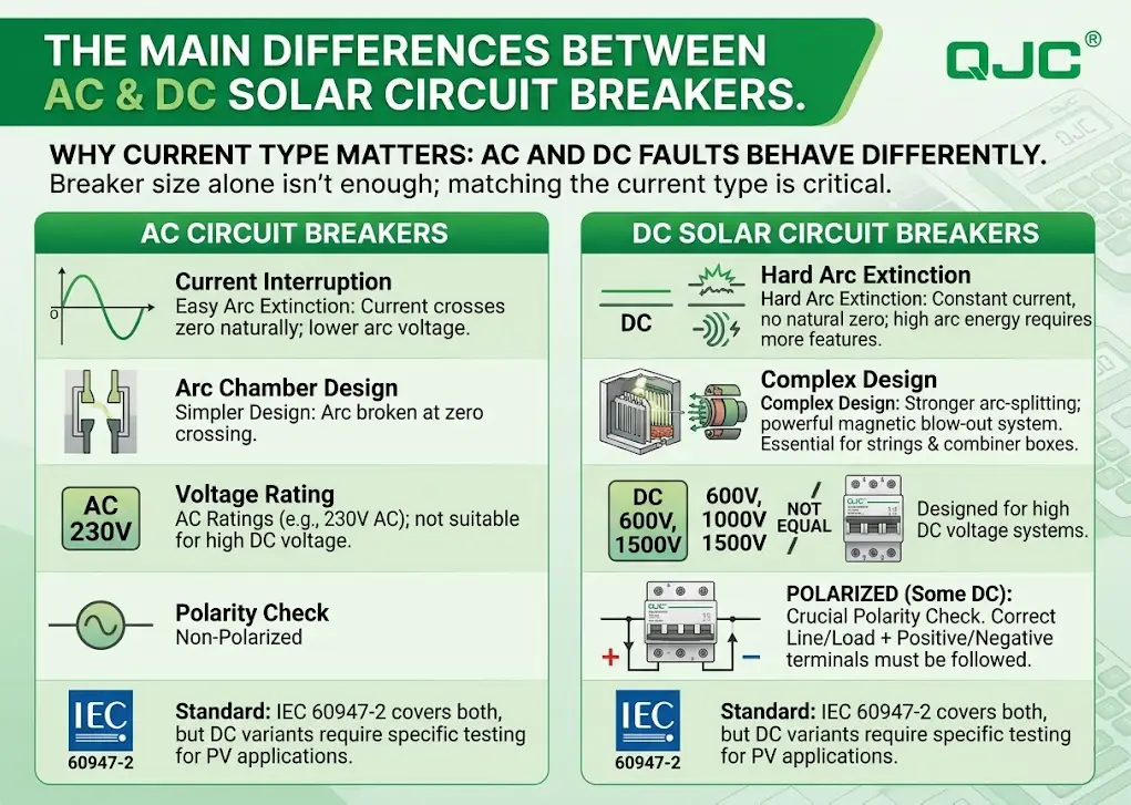 The Main Differences Between AC and DC Solar Circuit Breakers